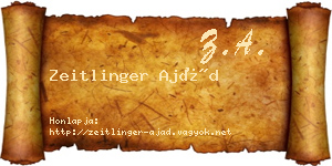 Zeitlinger Ajád névjegykártya
